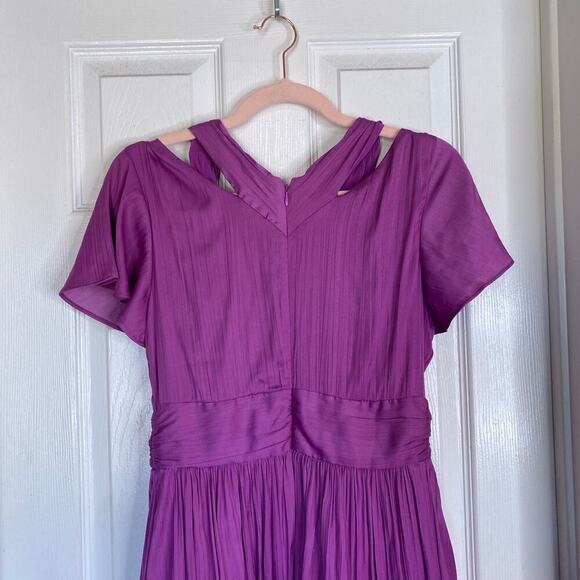 ANTHROPOLOGIE V-Neck Vibrant Mini Dress Orchid Purple Size 4 Satin - Picture 10 of 10